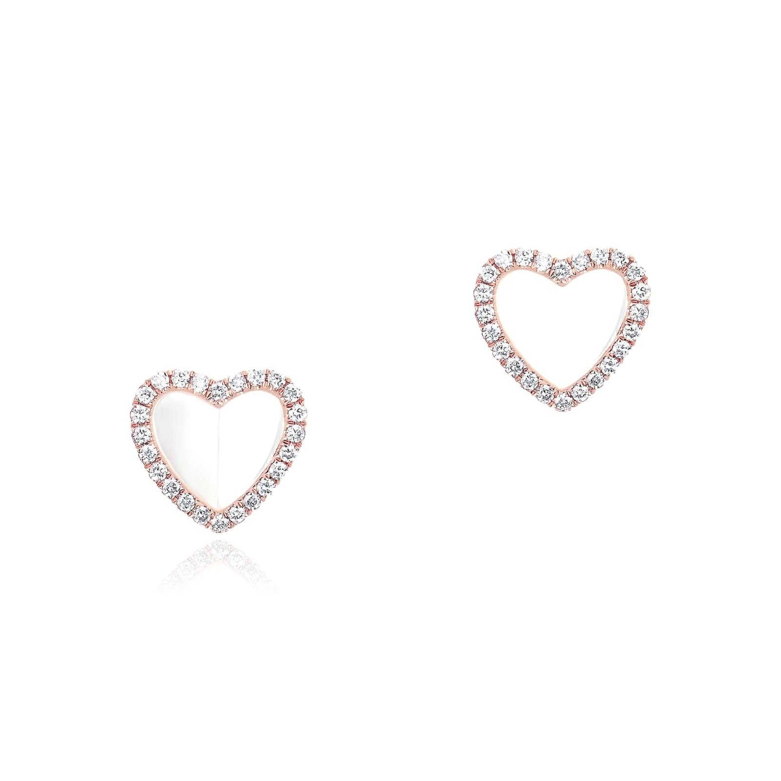 Mother of Pearl Heart with Diamond Halo Earrings Earrings Estella Collection 17214 14k Birthstone Diamond #tag4# #tag5# #tag6# #tag7# #tag8# #tag9# #tag10# 14K Rose Gold