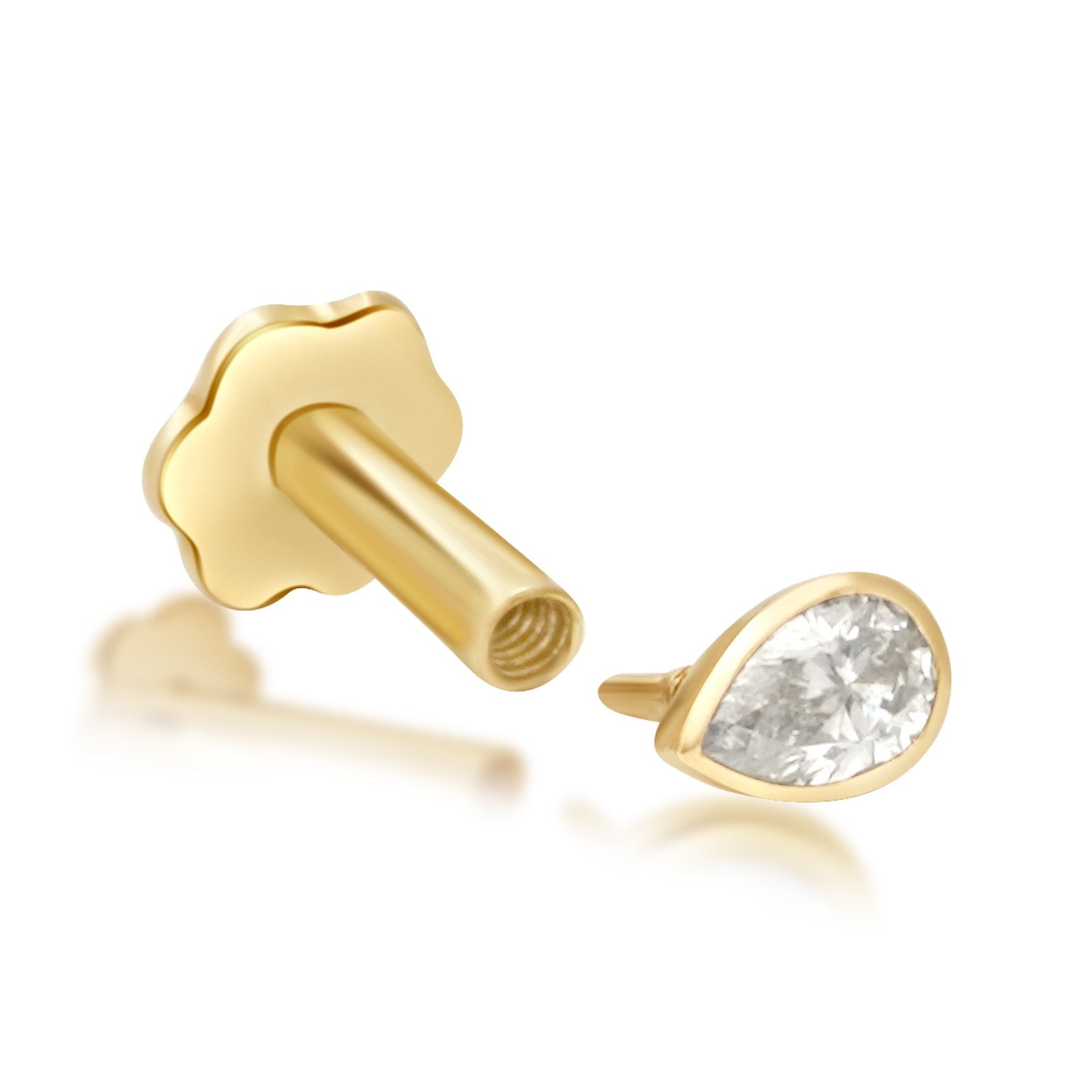 Pear Diamond Bezel Set - Flat Back Stud Earring Earrings Estella Collection #product_description# 18215 14k April Birthstone Birthstone #tag4# #tag5# #tag6# #tag7# #tag8# #tag9# #tag10# 0.10 ct 8MM