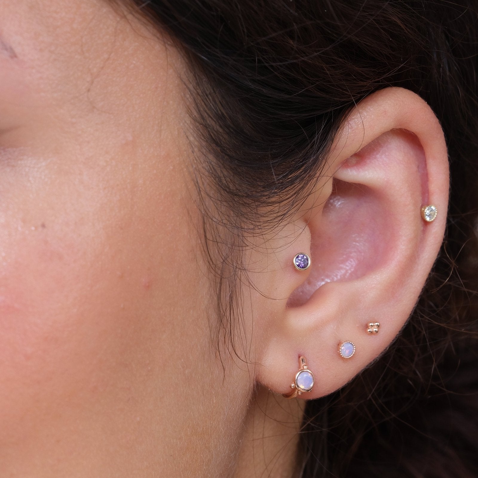 Pink Opal Milgrain Flat Back Stud Earrings Estella Collection 18105 14k Birthstone Birthstone Earrings #tag4# #tag5# #tag6# #tag7# #tag8# #tag9# #tag10# 14k Rose Gold 2.5MM 5MM