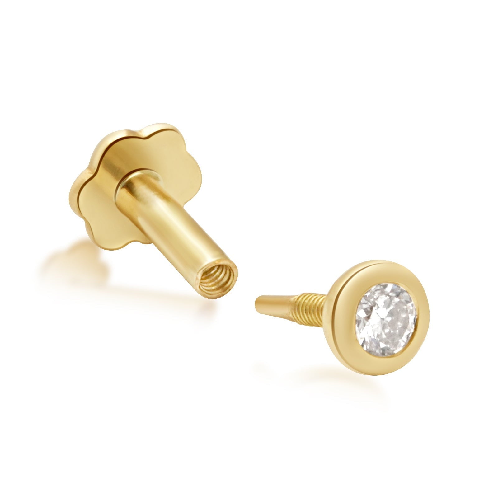 Round Diamond Bezel Set Earrings Estella Collection 18425 14k Diamond Diamond Earrings #tag4# #tag5# #tag6# #tag7# #tag8# #tag9# #tag10# 14k Yellow Gold 0.03 ct 5MM