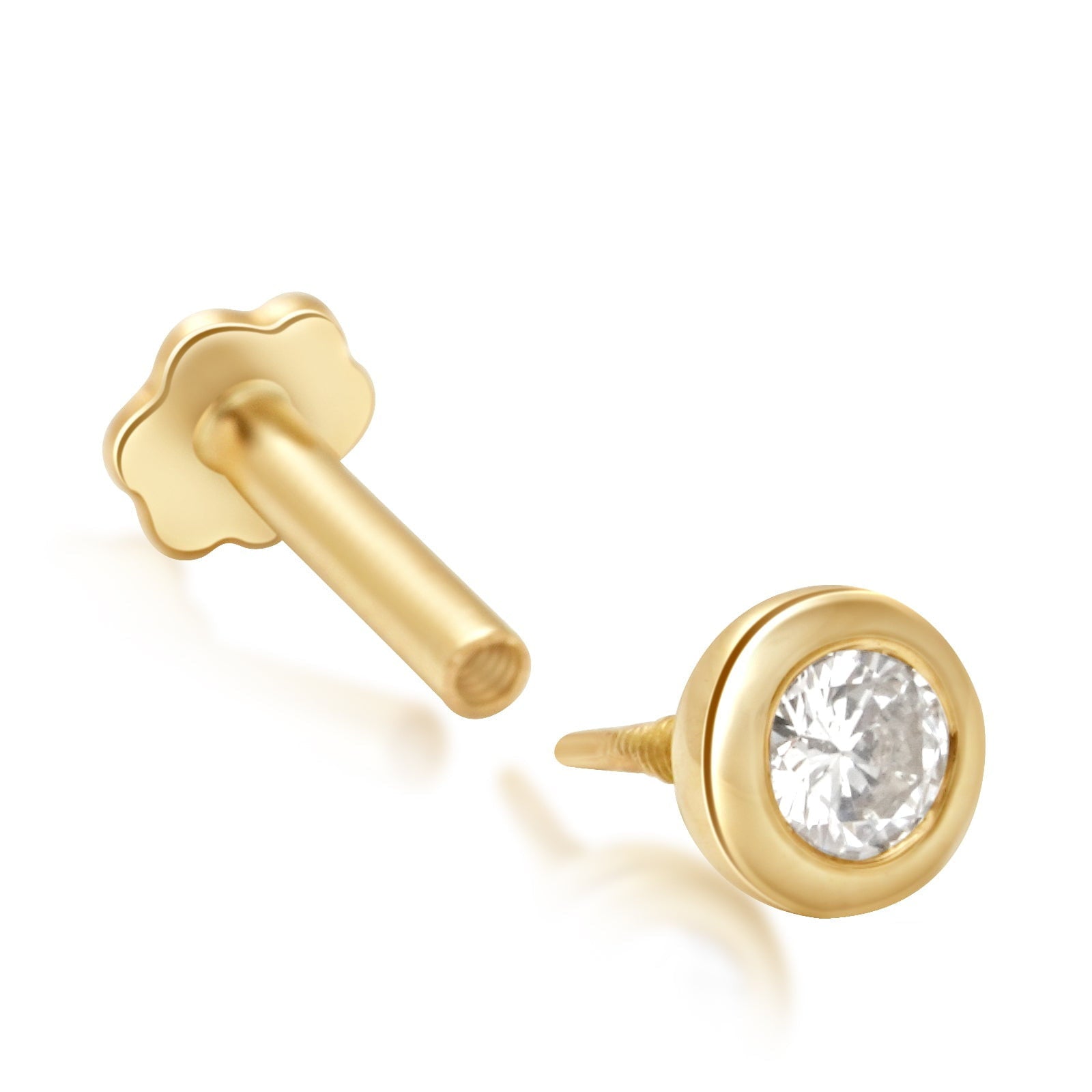 Round Diamond Bezel Set Earrings Estella Collection 18427 14k Diamond Diamond Earrings #tag4# #tag5# #tag6# #tag7# #tag8# #tag9# #tag10# 14k Yellow Gold 0.06 ct 6.5MM