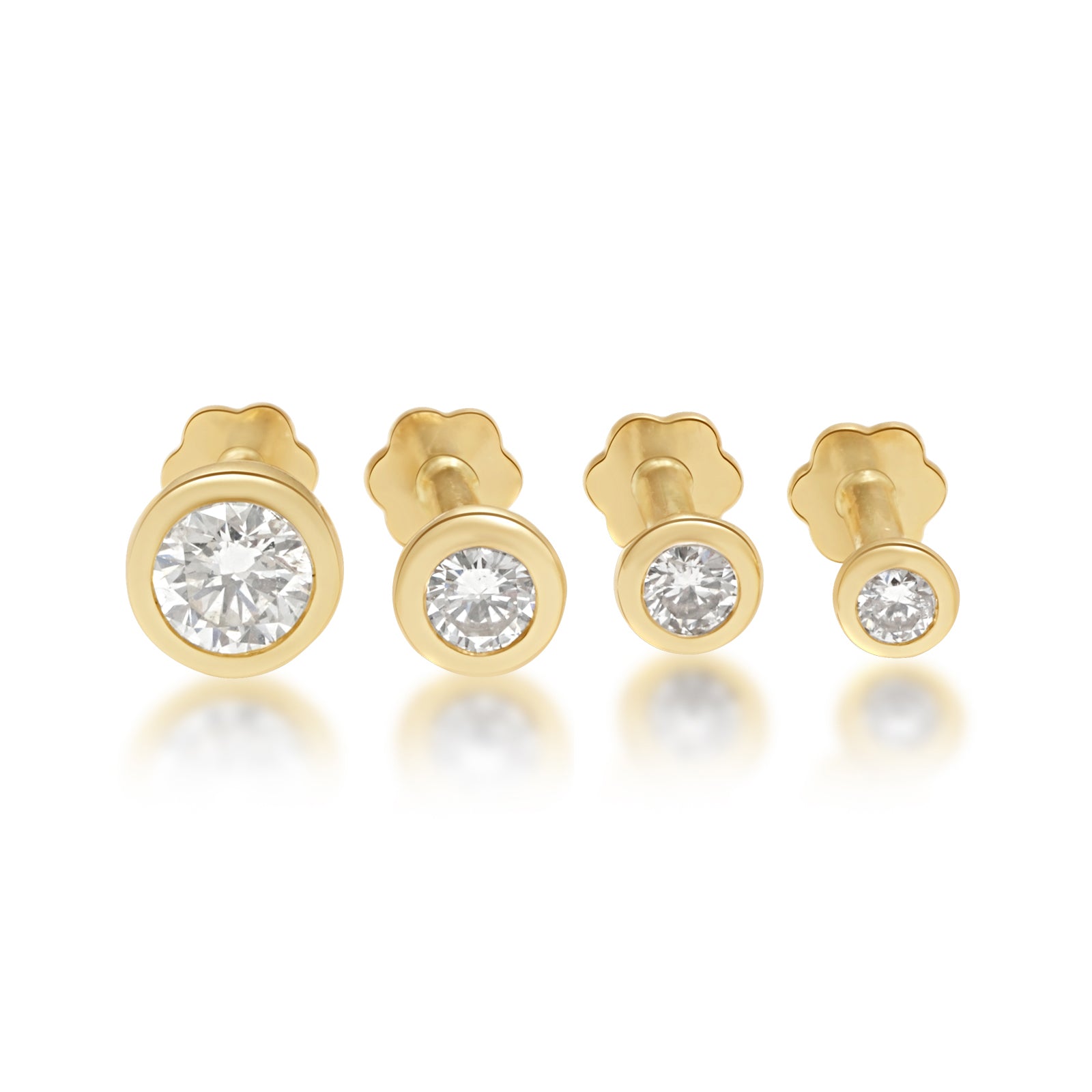 Round Diamond Bezel Set Earrings Estella Collection 18429 14k Diamond Diamond Earrings #tag4# #tag5# #tag6# #tag7# #tag8# #tag9# #tag10# 14k Yellow Gold 0.12 ct 6.5MM
