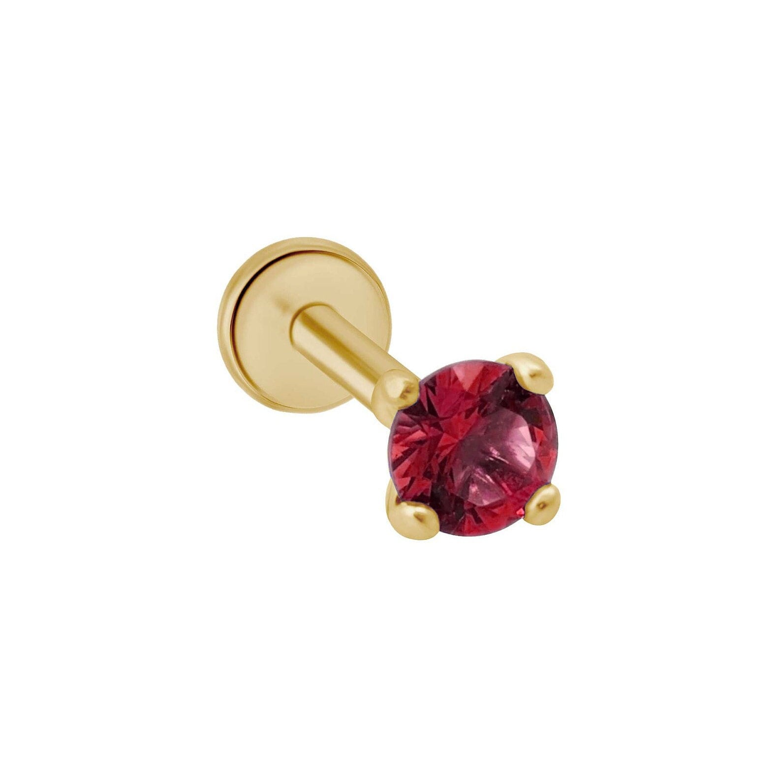Ruby Cartilage Flat Back Earring Earrings Estella Collection 18290 14k Birthstone Earrings birthstone jewelry #tag4# #tag5# #tag6# #tag7# #tag8# #tag9# #tag10# Single (2.5mm) 5 mm