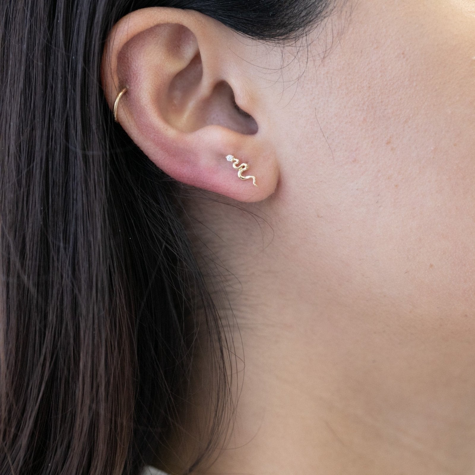 Snake Flat Back Earring with Stone Earrings Estella Collection 18467 14k Earrings Flat Back Stud Earrings #tag4# #tag5# #tag6# #tag7# #tag8# #tag9# #tag10# 14k Yellow Gold 5MM