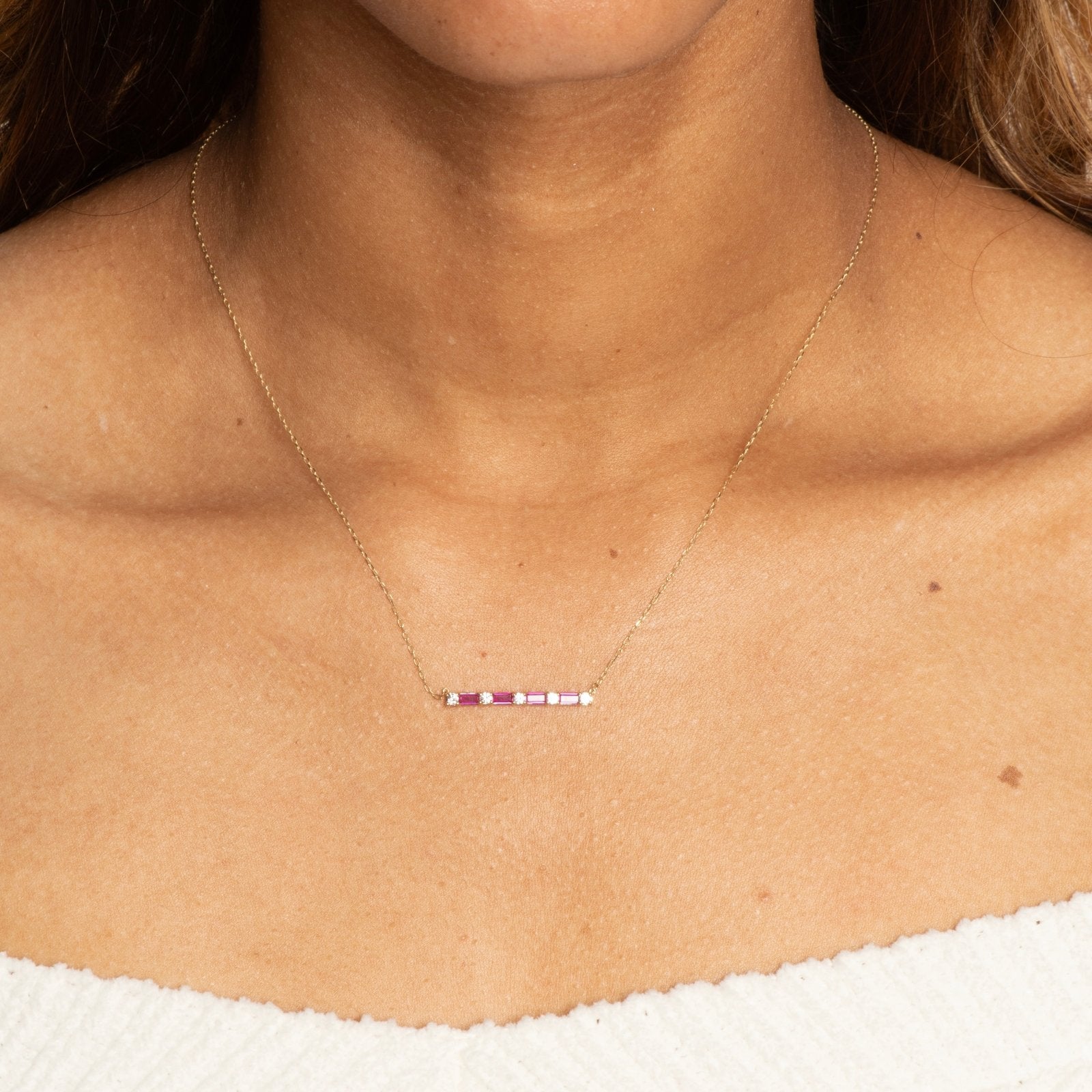 Alternating Emerald Cut Ruby and Round White Sapphire Bar Necklace Necklaces Estella Collection #product_description# 32691 Layering Necklace Made to Order Ruby #tag4# #tag5# #tag6# #tag7# #tag8# #tag9# #tag10#