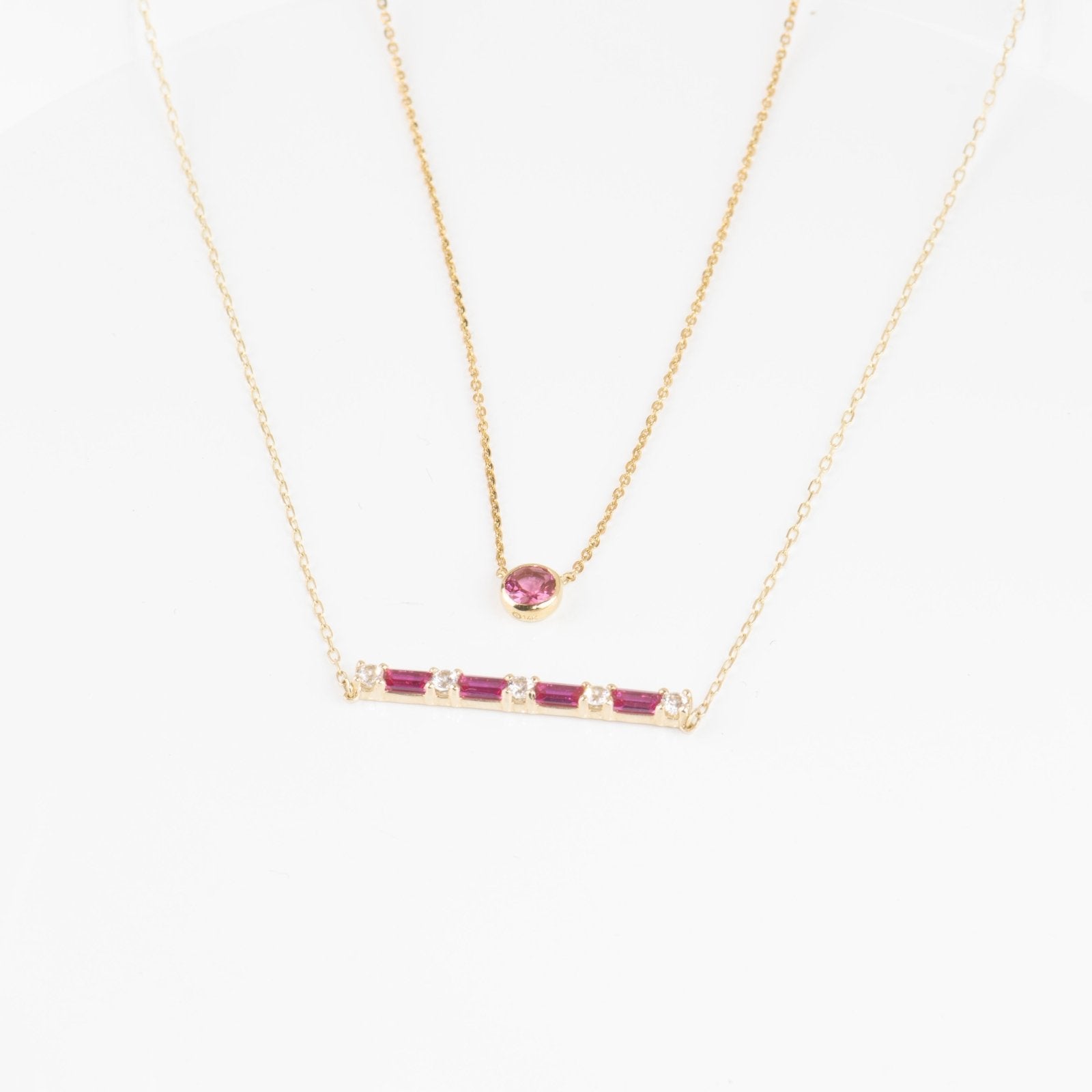 Alternating Emerald Cut Ruby and Round White Sapphire Bar Necklace Necklaces Estella Collection #product_description# 32691 Layering Necklace Made to Order Ruby #tag4# #tag5# #tag6# #tag7# #tag8# #tag9# #tag10#