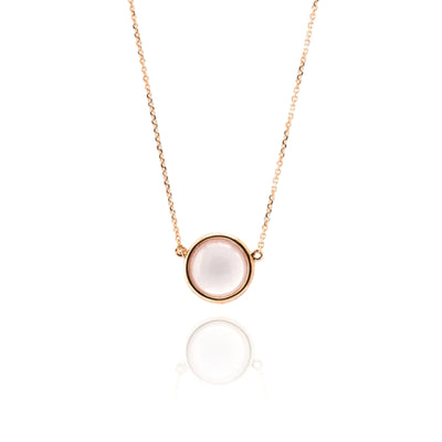 Bezel Set Rose Quartz Station Necklace in Solid 14k Rose Gold Necklaces Estella Collection #product_description# 17182 14k Make Collection pendant chain #tag4# #tag5# #tag6# #tag7# #tag8# #tag9# #tag10#