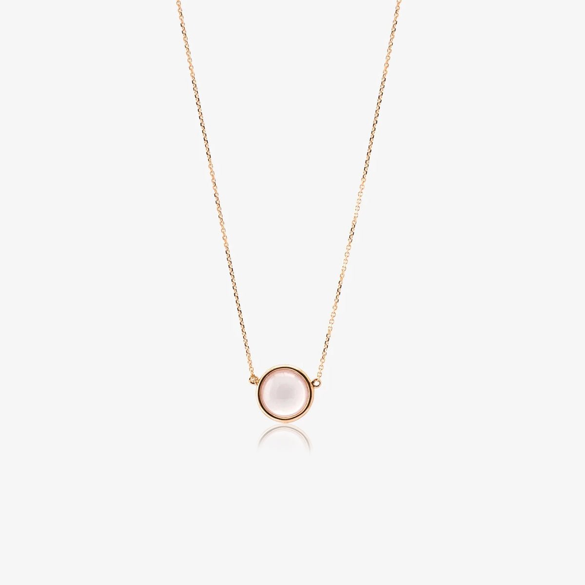 Bezel Set Rose Quartz Station Necklace in Solid 14k Rose Gold Necklaces Estella Collection #product_description# 17182 14k Make Collection pendant chain #tag4# #tag5# #tag6# #tag7# #tag8# #tag9# #tag10#