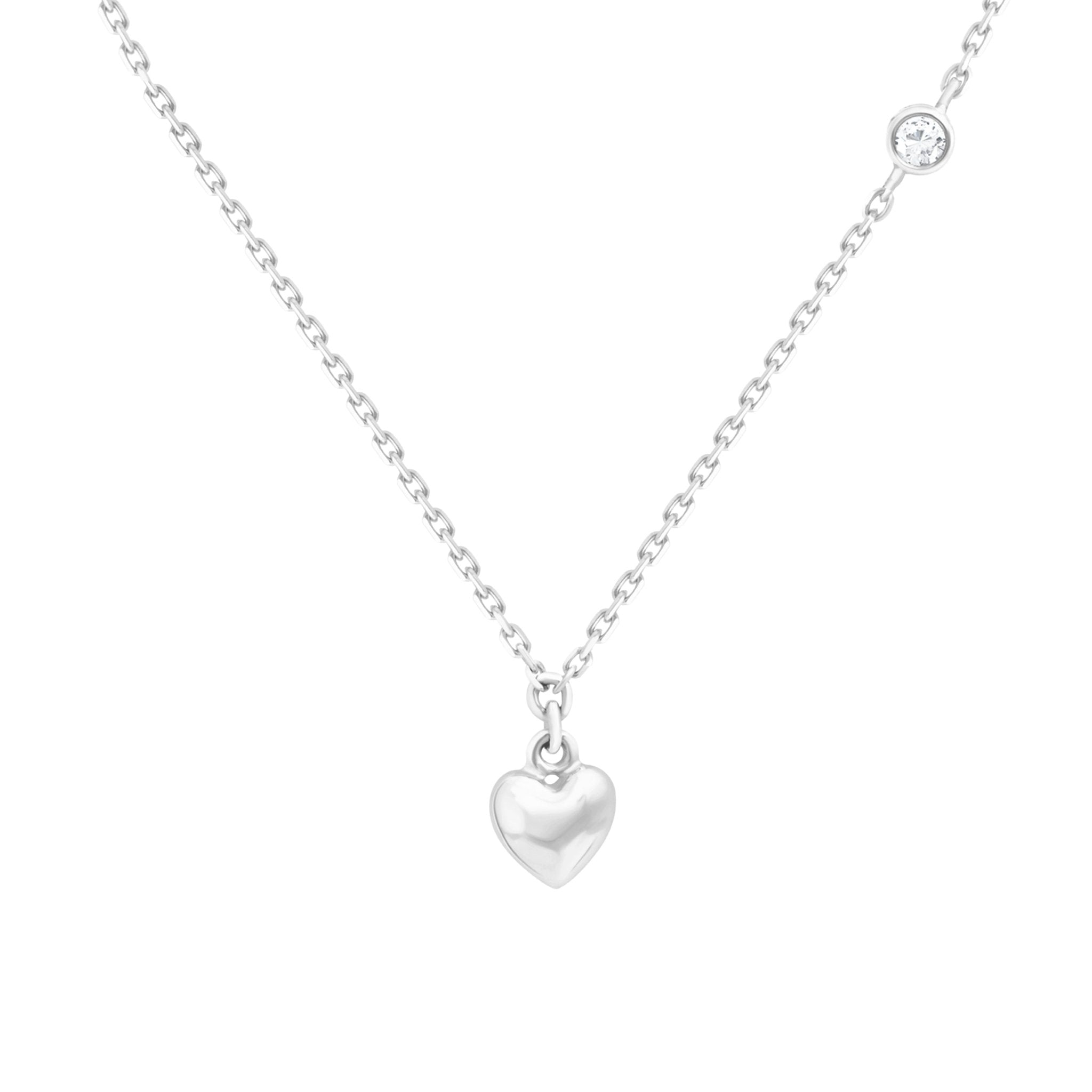 Bubble Heart and Diamond Station Necklace Necklaces Estella Collection #product_description# 18209 14k Colorless Gemstone Diamond #tag4# #tag5# #tag6# #tag7# #tag8# #tag9# #tag10# White Gold