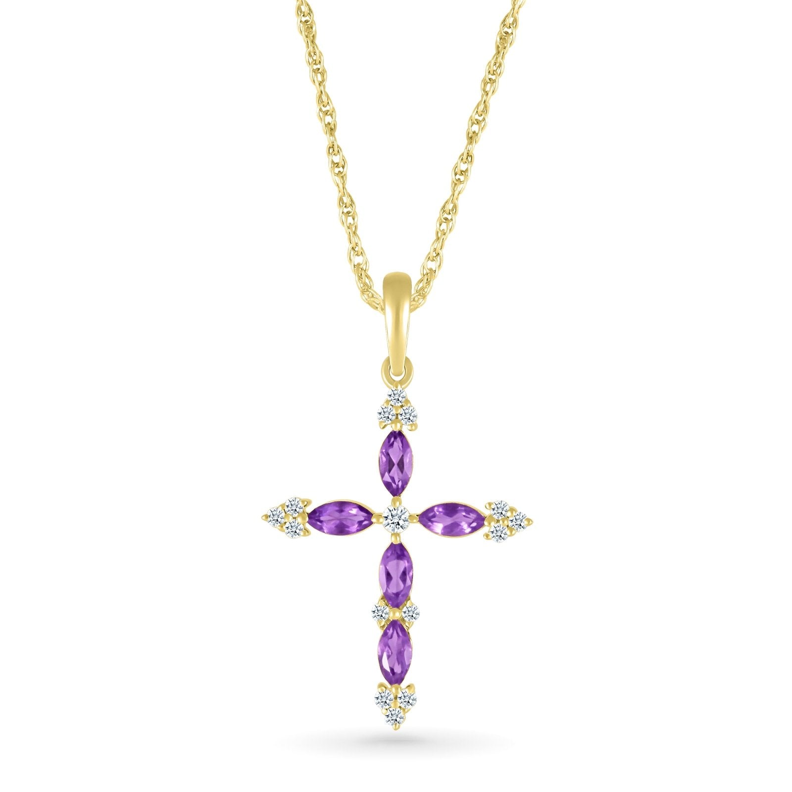 Dainty Amethyst and White Sapphire Cross Pendant Necklaces Estella Collection #product_description# 32714 Amethyst Made to Order Pendant Necklace #tag4# #tag5# #tag6# #tag7# #tag8# #tag9# #tag10#