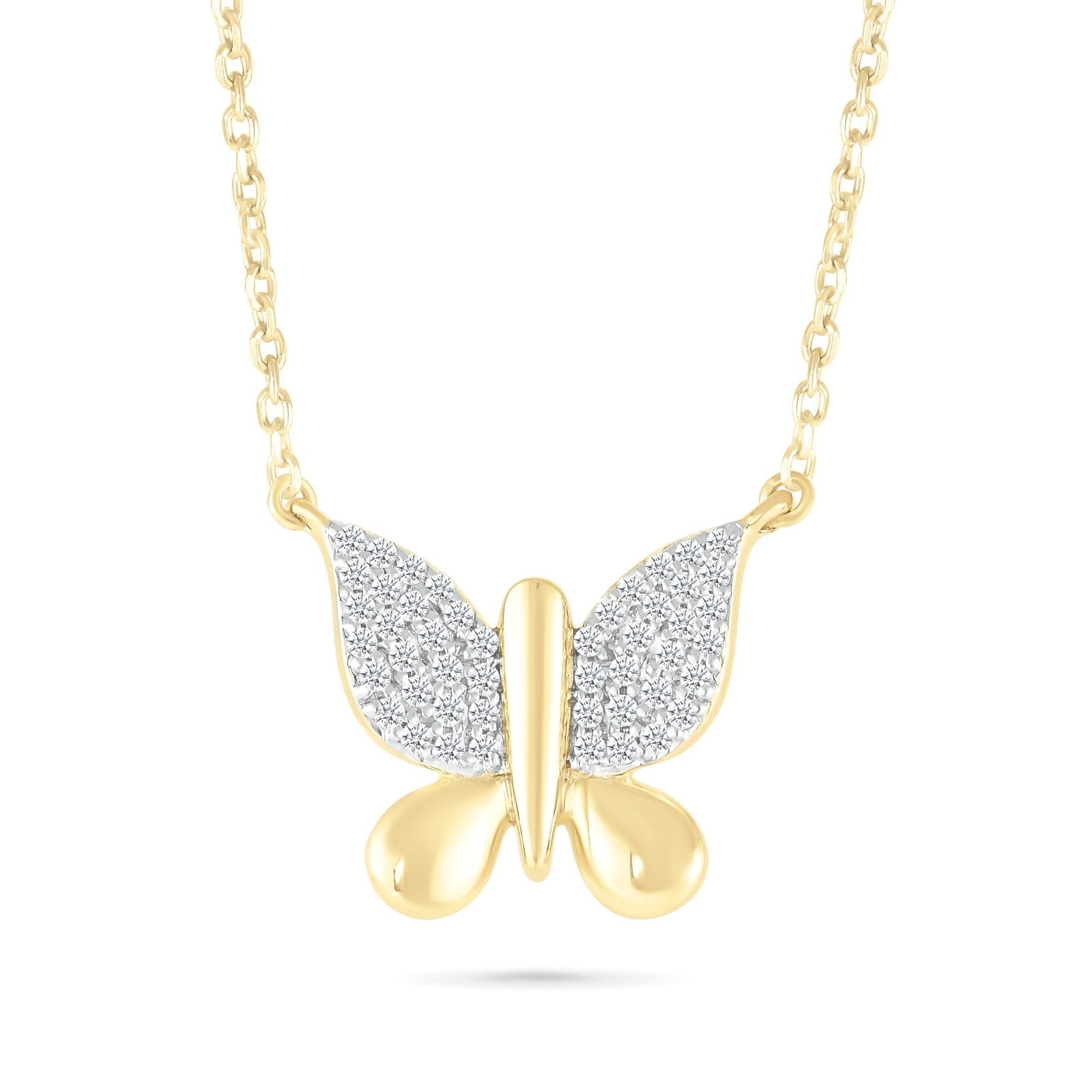 Diamond Butterfly Pendant Necklace Necklaces Estella Collection 32703 10k April Birthstone Colorless Gemstone #tag4# #tag5# #tag6# #tag7# #tag8# #tag9# #tag10#