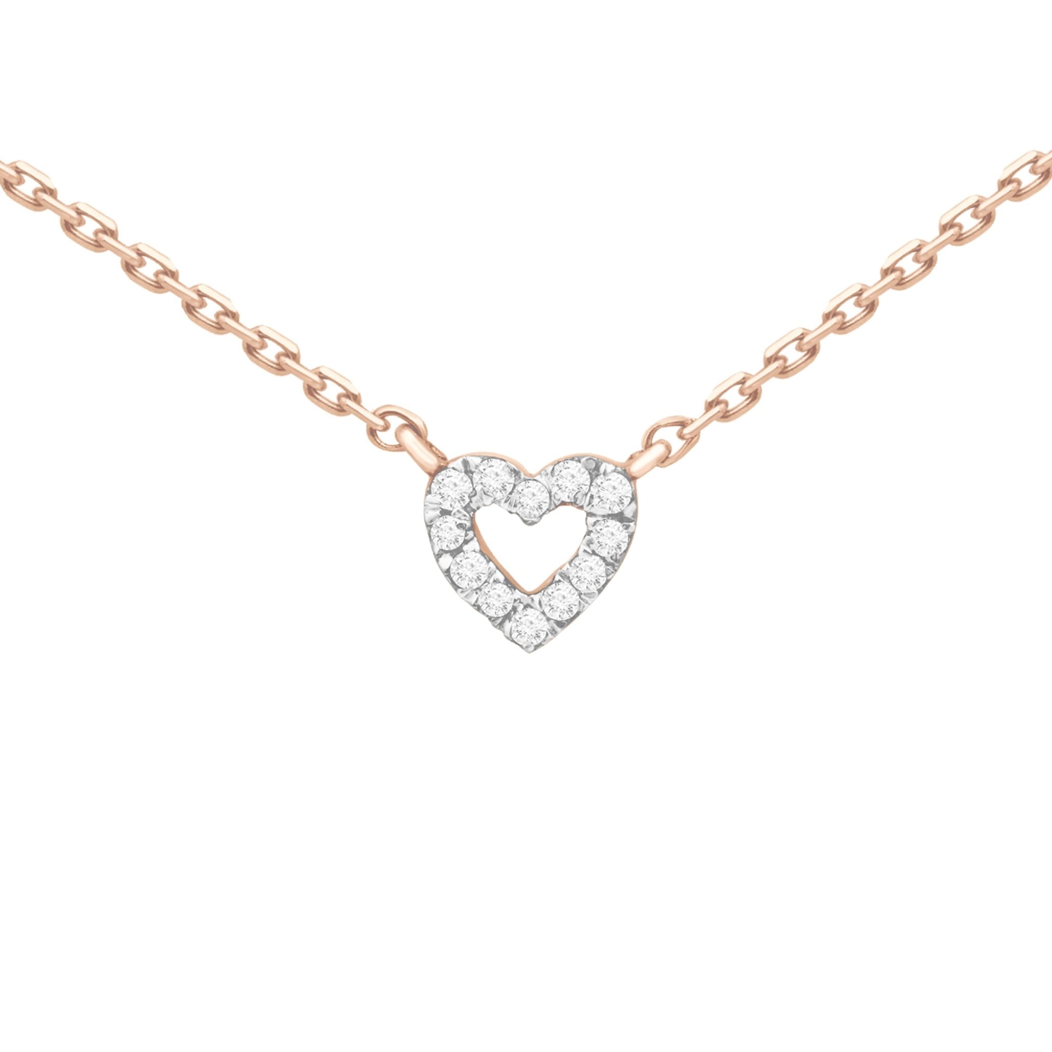 Diamond Heart Station Necklace Necklaces Estella Collection #product_description# 18211 14k Colorless Gemstone Diamond #tag4# #tag5# #tag6# #tag7# #tag8# #tag9# #tag10# Rose Gold