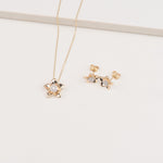 Diamond Pave Center Flower Pendant with Five Gold Petals Necklaces Estella Collection #product_description# 32738 10k April Birthstone Colorless Gemstone #tag4# #tag5# #tag6# #tag7# #tag8# #tag9# #tag10#