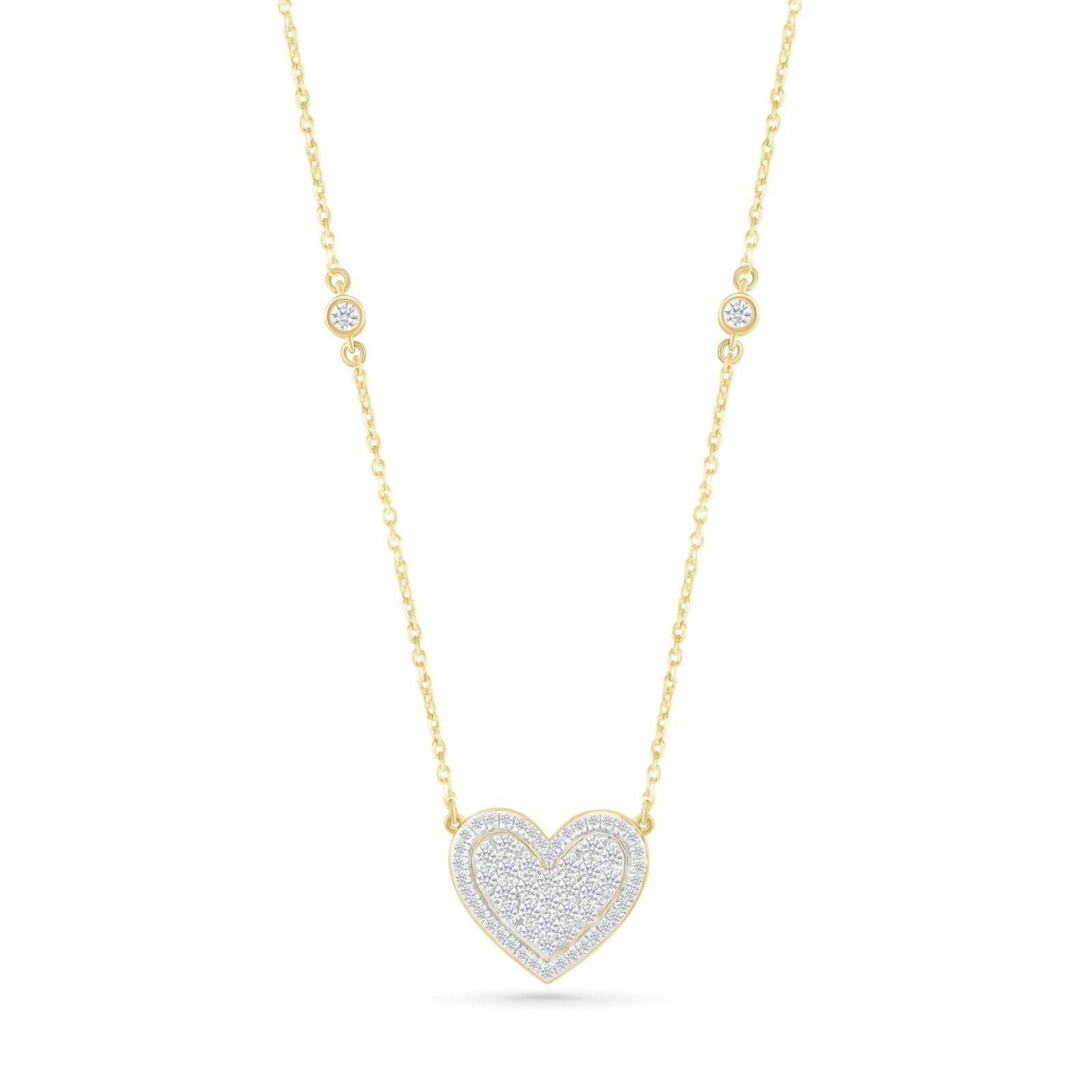 Diamond Pave Heart Necklace Necklaces Estella Collection 32699 Diamond Made to Order Yellow Gold #tag4# #tag5# #tag6# #tag7# #tag8# #tag9# #tag10#