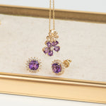 Double Flower Drop Pendant in Amethyst and White Sapphire Necklaces Estella Collection #product_description# 32733 10k Amethyst Birthstone #tag4# #tag5# #tag6# #tag7# #tag8# #tag9# #tag10#