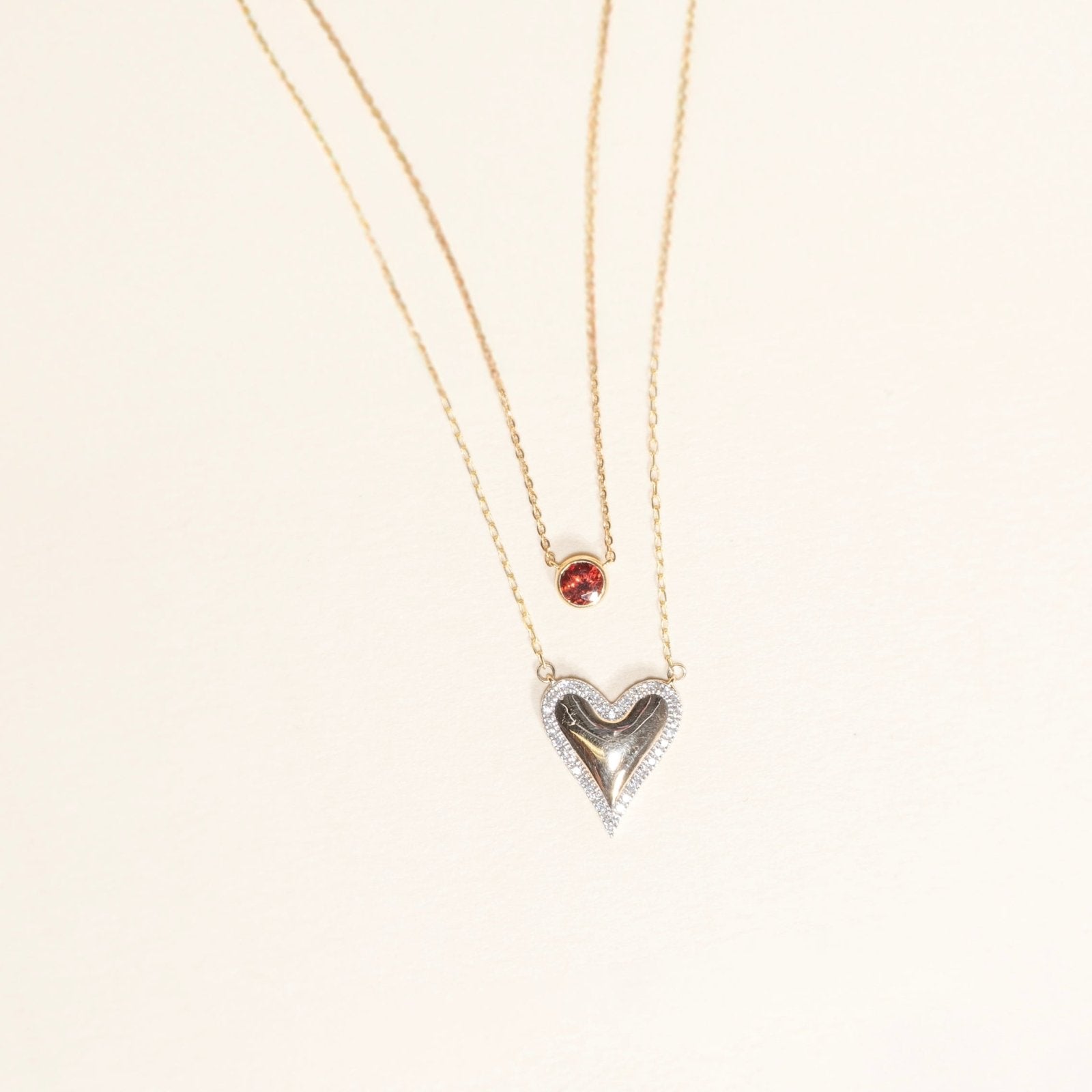 Heart with Diamond Halo Necklace Necklaces Estella Collection #product_description# 32701 Colorless Gemstone Diamond Garnet #tag4# #tag5# #tag6# #tag7# #tag8# #tag9# #tag10#