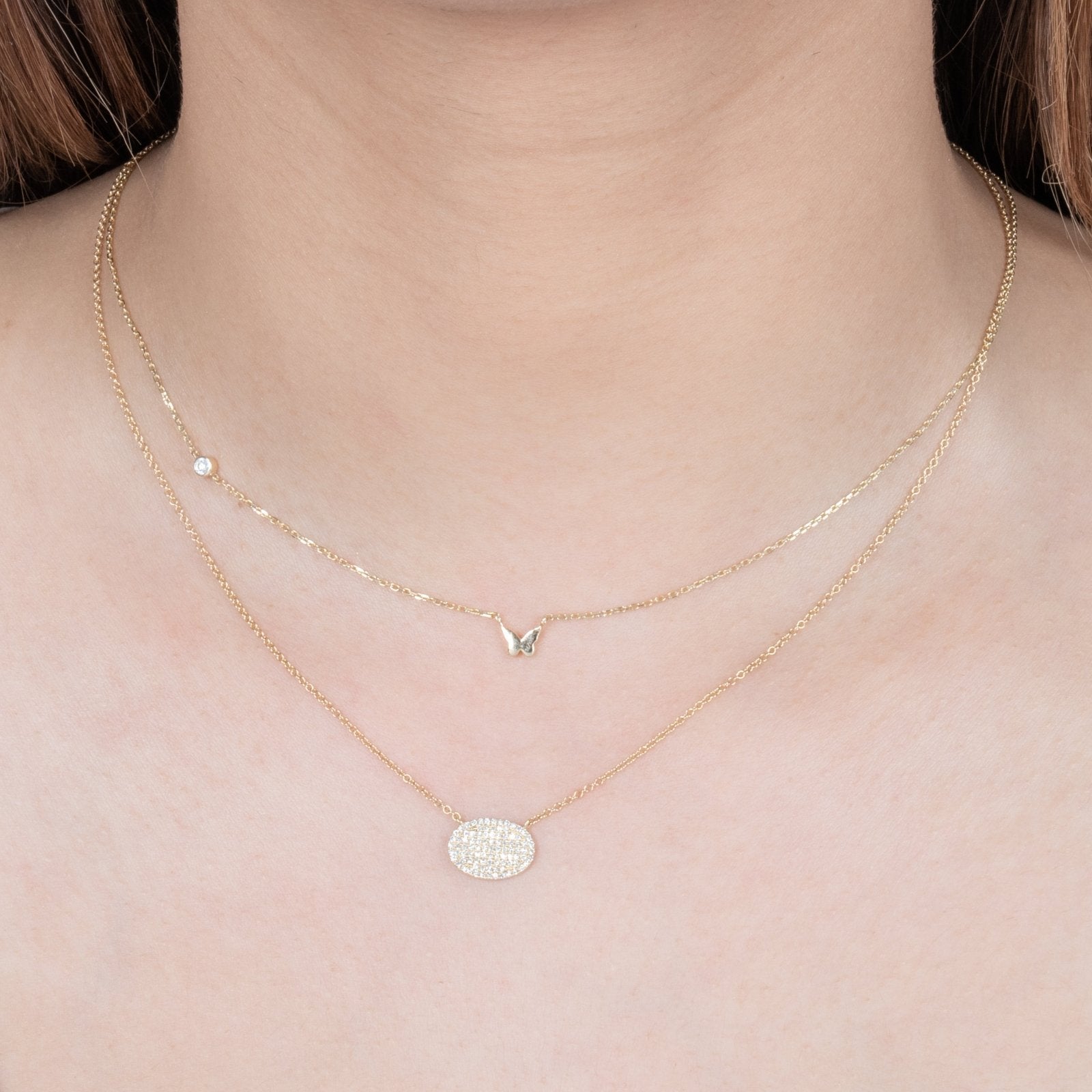 Oval Diamond Pavé Station Necklace Necklaces Estella Collection #product_description# 17705 14k Diamond Gemstone #tag4# #tag5# #tag6# #tag7# #tag8# #tag9# #tag10#