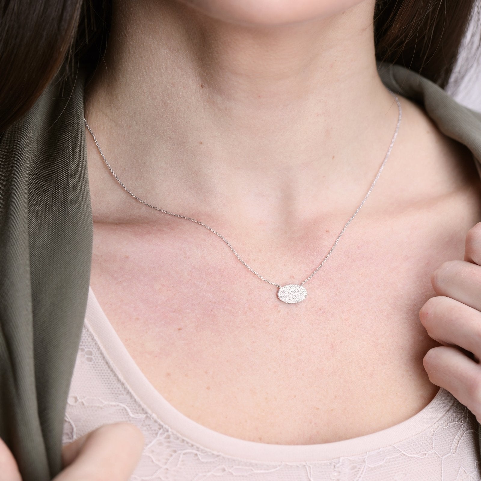 Oval Diamond Pavé Station Necklace Necklaces Estella Collection #product_description# 17706 14k Diamond Gemstone #tag4# #tag5# #tag6# #tag7# #tag8# #tag9# #tag10#