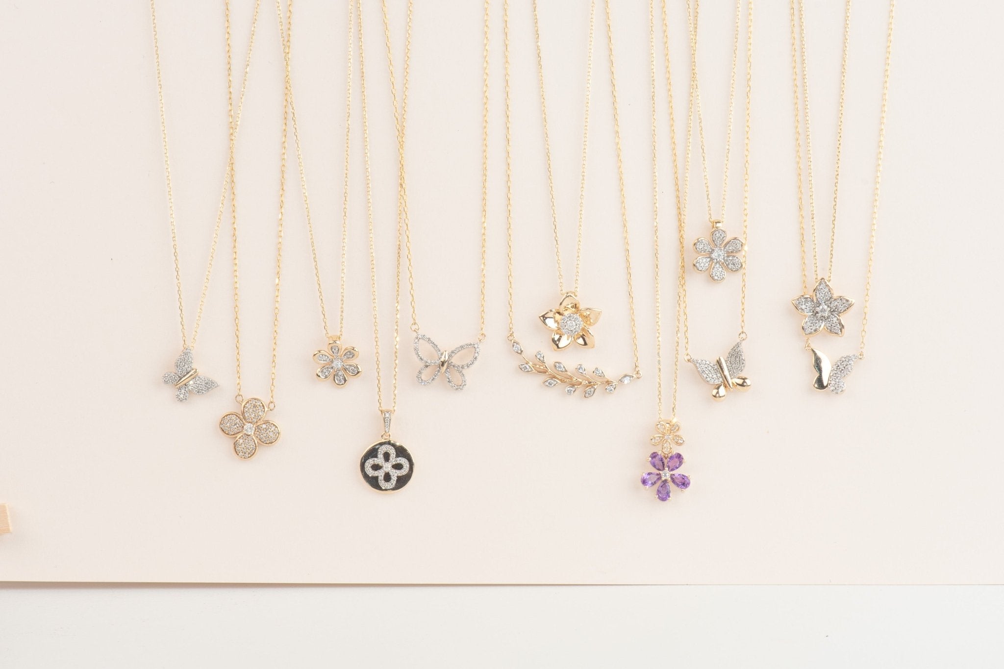 Pave Five Flower Diamond Petal Necklace with Thin Gold Bezel Necklaces Estella Collection #product_description# 32736 10k April Birthstone Colorless Gemstone #tag4# #tag5# #tag6# #tag7# #tag8# #tag9# #tag10#