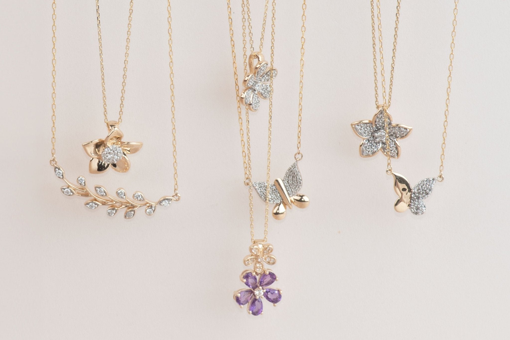 Pave Five Flower Diamond Petal Necklace with Thin Gold Bezel Necklaces Estella Collection #product_description# 32736 10k April Birthstone Colorless Gemstone #tag4# #tag5# #tag6# #tag7# #tag8# #tag9# #tag10#
