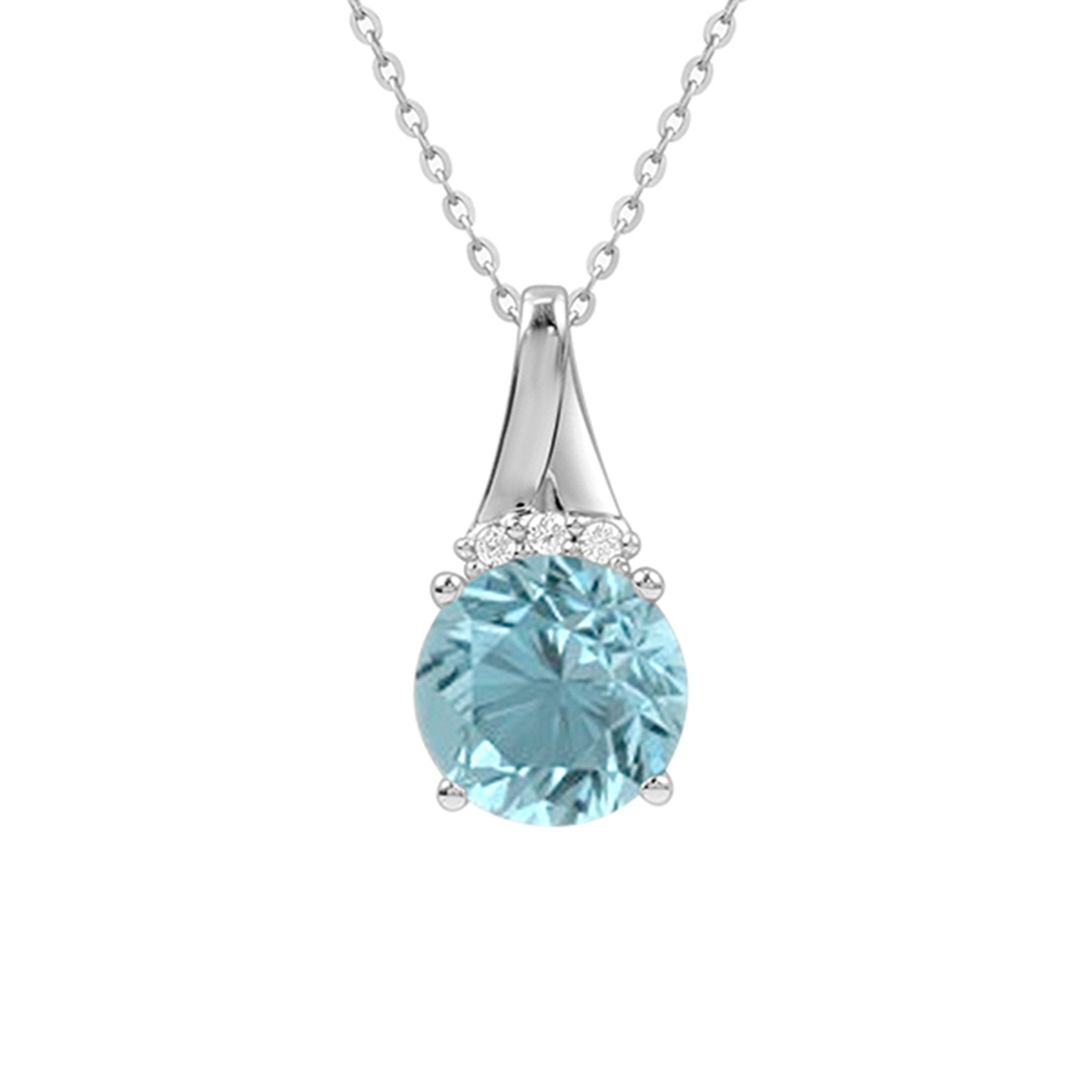 Round Blue Topaz Pendant Necklace with Diamonds Necklaces Estella Collection #product_description# 14k Birthstone Blue Gemstone #tag4# #tag5# #tag6# #tag7# #tag8# #tag9# #tag10#