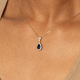 Teardrop Shaped Sapphire with White Sapphire Halo Necklaces Estella Collection #product_description# 32721 10k 925 Birthstone #tag4# #tag5# #tag6# #tag7# #tag8# #tag9# #tag10#