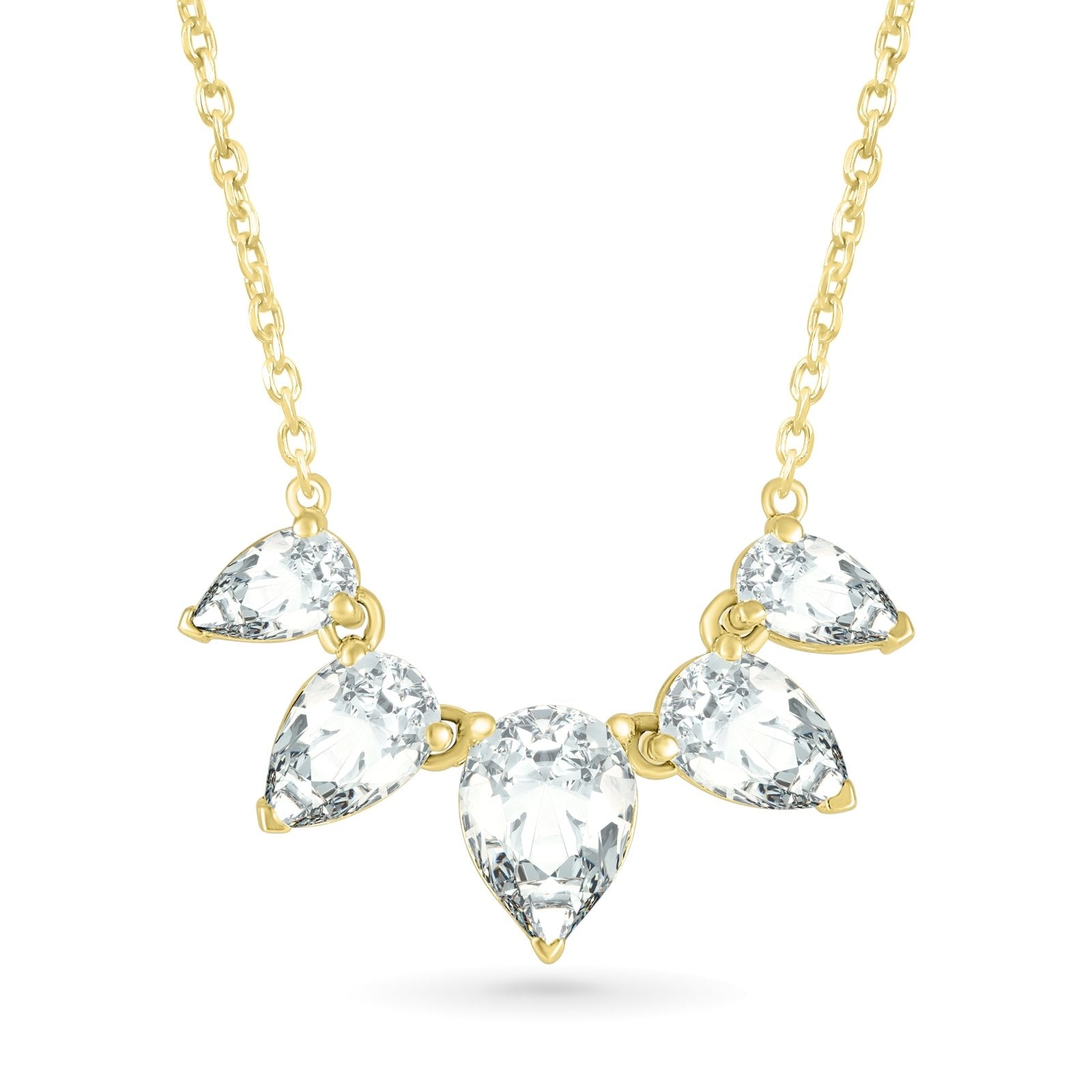 Teardrop Shaped White Sapphire Necklace Necklaces Estella Collection 32711 Made to Order White Sapphire Yellow Gold #tag4# #tag5# #tag6# #tag7# #tag8# #tag9# #tag10#