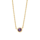 Amethyst Station Necklace Necklaces Estella Collection 18402 14k Amethyst Birthstone #tag4# #tag5# #tag6# #tag7# #tag8# #tag9# #tag10# 14K Yellow Gold 3MM