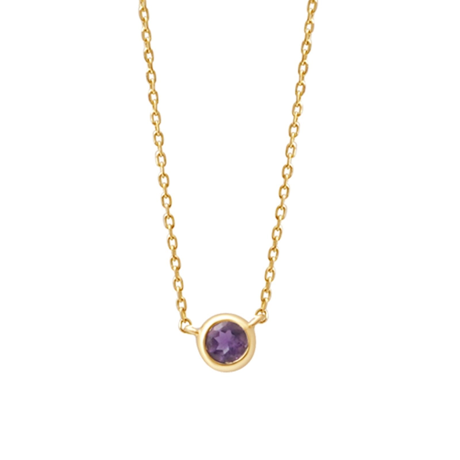 Amethyst Station Necklace Necklaces Estella Collection 18402 14k Amethyst Birthstone #tag4# #tag5# #tag6# #tag7# #tag8# #tag9# #tag10# 14K Yellow Gold 3MM