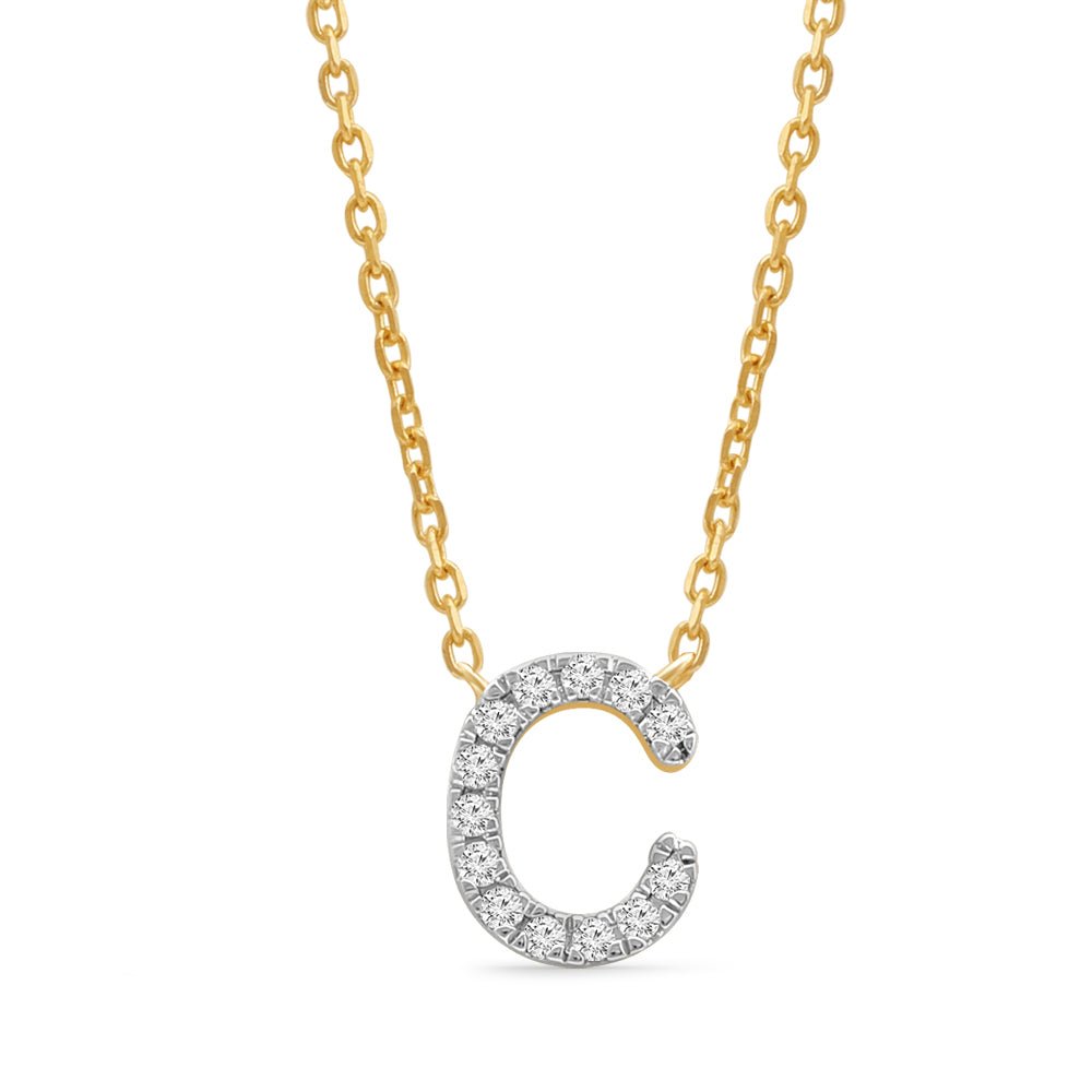 Classic Diamond Initial Charm Necklace Necklaces Estella Collection #product_description# 18003 14k Diamond Gemstone #tag4# #tag5# #tag6# #tag7# #tag8# #tag9# #tag10# C 14k Yellow Gold