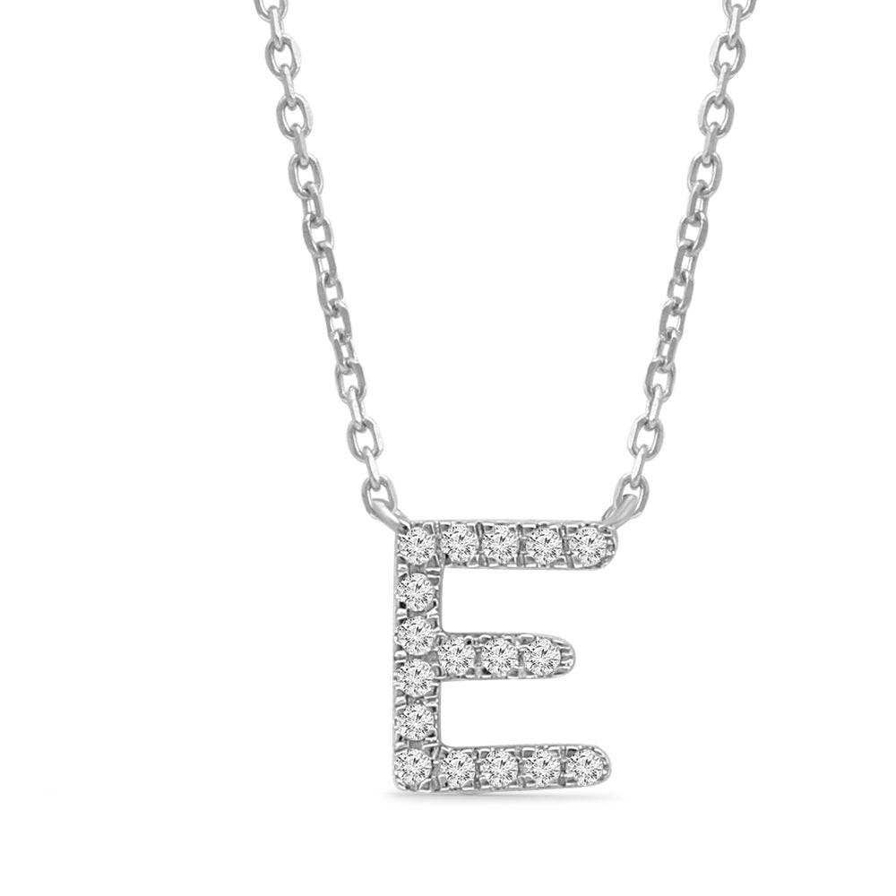 Classic Diamond Initial Charm Necklace Necklaces Estella Collection #product_description# 18006 14k Diamond Gemstone #tag4# #tag5# #tag6# #tag7# #tag8# #tag9# #tag10# E 14k White Gold