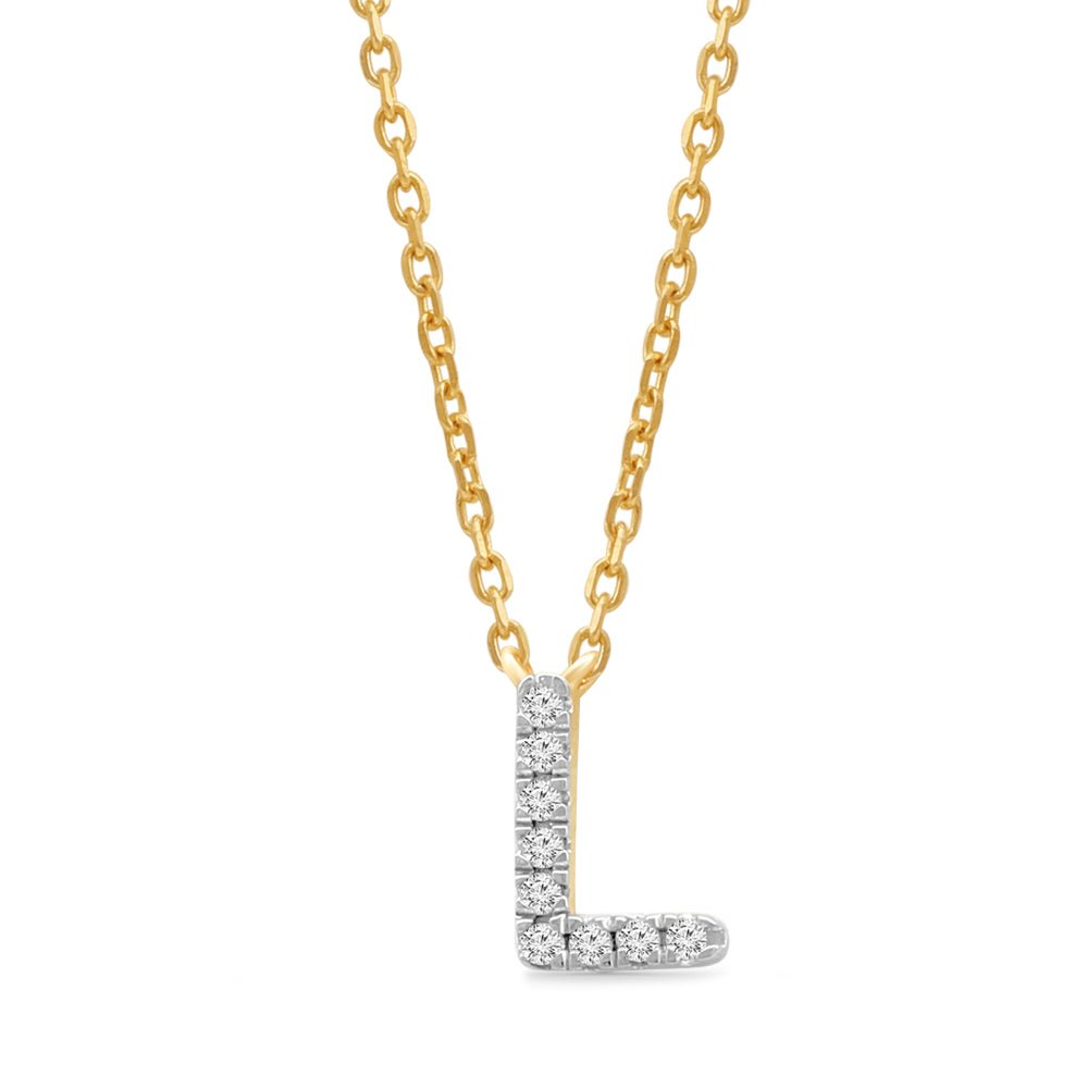 Classic Diamond Initial Charm Necklace Necklaces Estella Collection #product_description# 18021 14k Diamond Gemstone #tag4# #tag5# #tag6# #tag7# #tag8# #tag9# #tag10# L 14k Yellow Gold