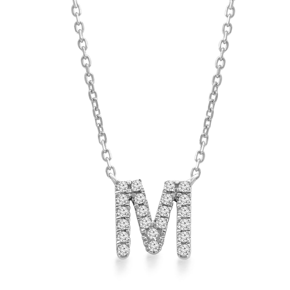 Classic Diamond Initial Charm Necklace Necklaces Estella Collection #product_description# 18022 14k Diamond Gemstone #tag4# #tag5# #tag6# #tag7# #tag8# #tag9# #tag10# M 14k White Gold