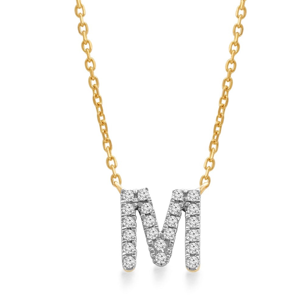 Classic Diamond Initial Charm Necklace Necklaces Estella Collection #product_description# 18023 14k Diamond Gemstone #tag4# #tag5# #tag6# #tag7# #tag8# #tag9# #tag10# M 14k Yellow Gold
