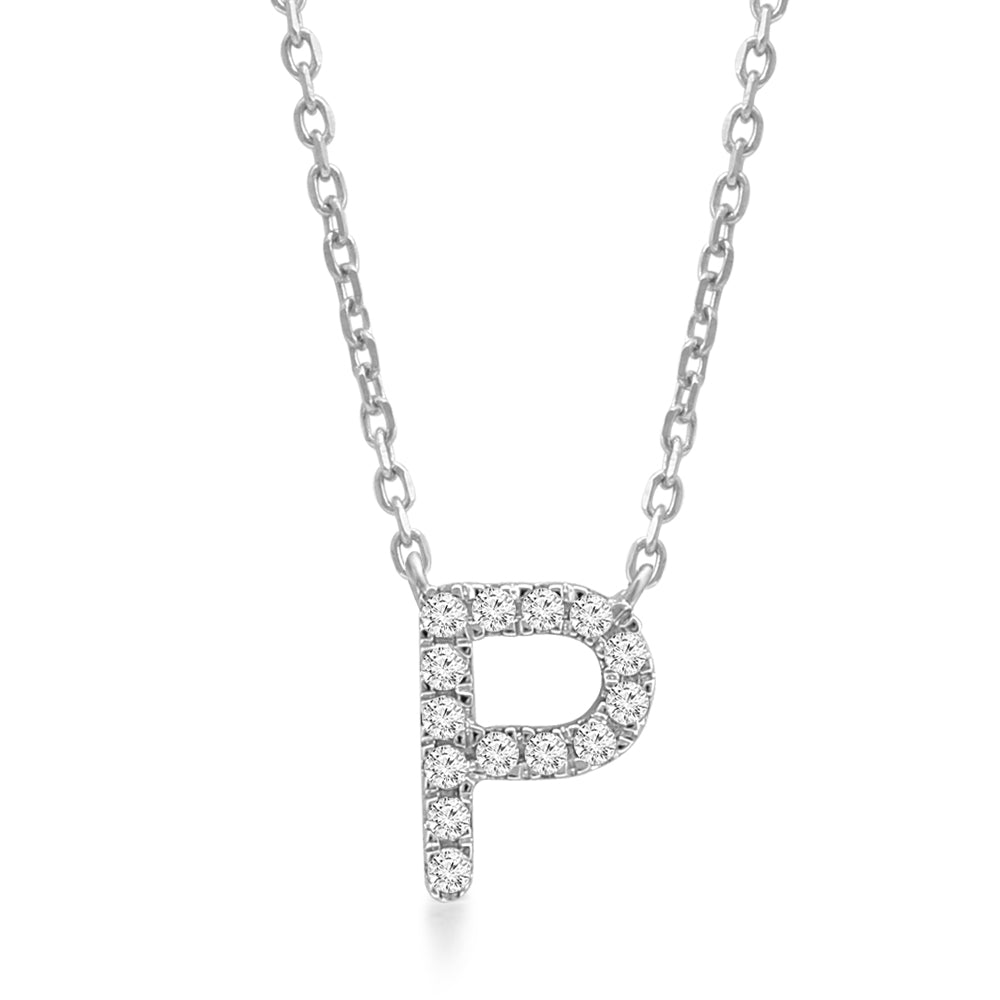 Classic Diamond Initial Charm Necklace Necklaces Estella Collection #product_description# 18026 14k Diamond Gemstone #tag4# #tag5# #tag6# #tag7# #tag8# #tag9# #tag10# P 14k White Gold