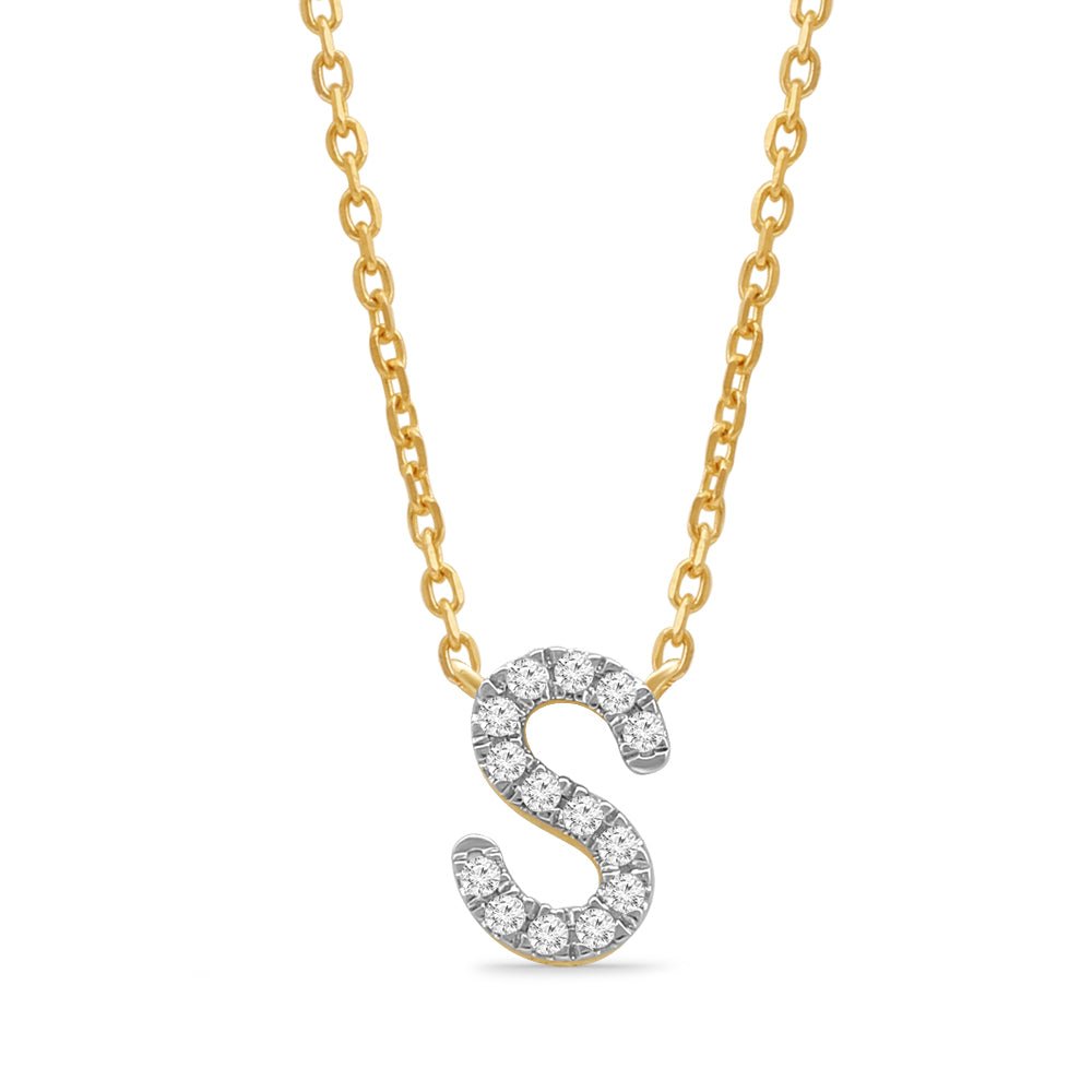 Classic Diamond Initial Charm Necklace Necklaces Estella Collection #product_description# 18031 14k Diamond Gemstone #tag4# #tag5# #tag6# #tag7# #tag8# #tag9# #tag10# S 14k Yellow Gold