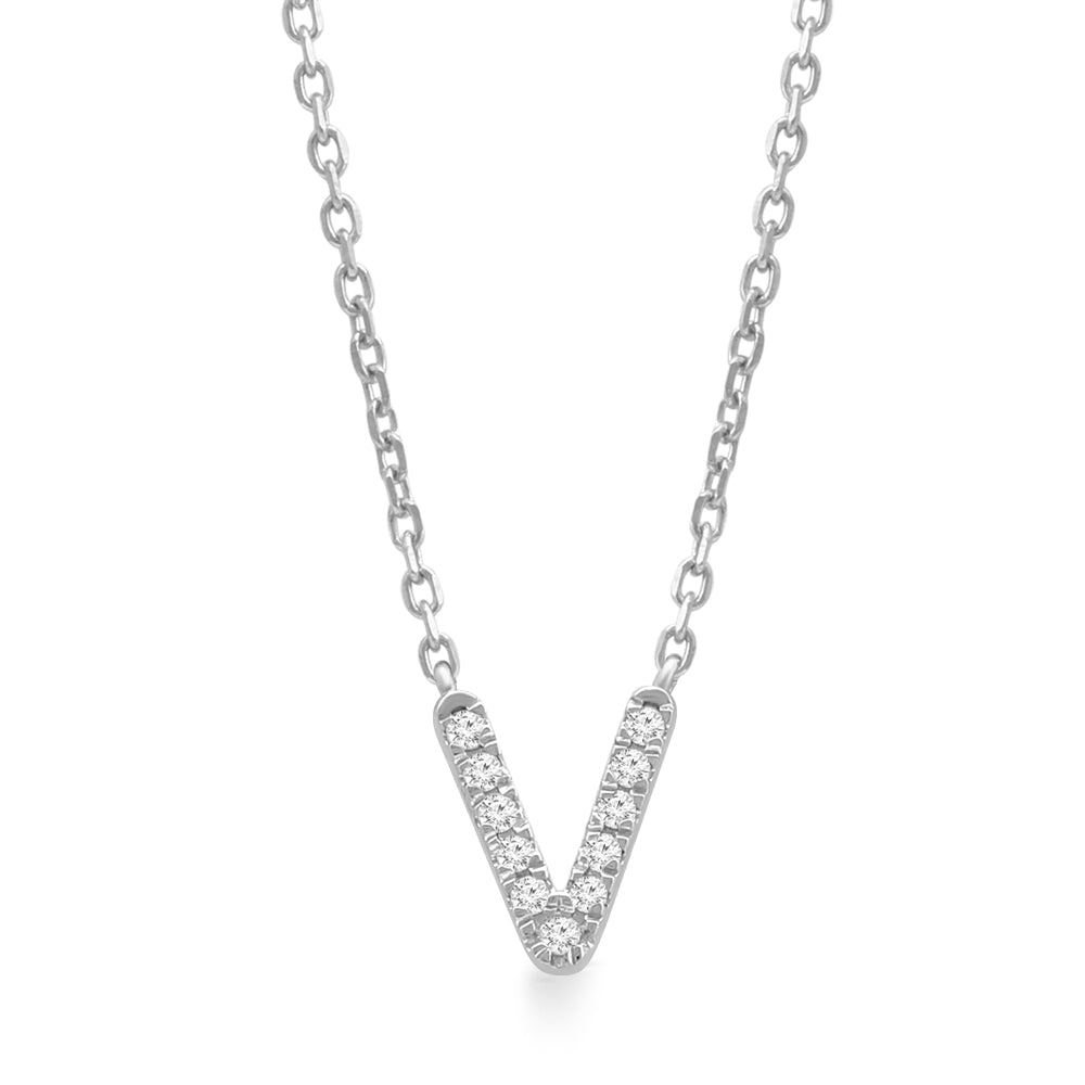 Classic Diamond Initial Charm Necklace Necklaces Estella Collection #product_description# 18034 14k Diamond Gemstone #tag4# #tag5# #tag6# #tag7# #tag8# #tag9# #tag10# V 14k White Gold