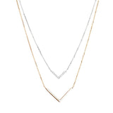 Diamond Double Chevron Necklace in Solid 14k Two-Tone White and Rose Gold Necklaces Estella Collection #product_description# Birthstone Birthstone Jewelry Colorless Gemstone #tag4# #tag5# #tag6# #tag7# #tag8# #tag9# #tag10#