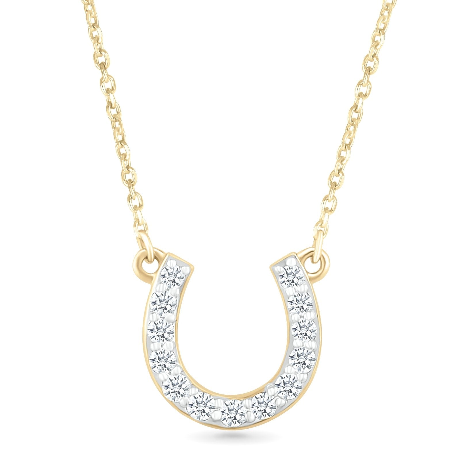 Diamond Horseshoe Pendant Necklace Necklaces Estella Collection #product_description# 32704 10k April Birthstone Colorless Gemstone #tag4# #tag5# #tag6# #tag7# #tag8# #tag9# #tag10#