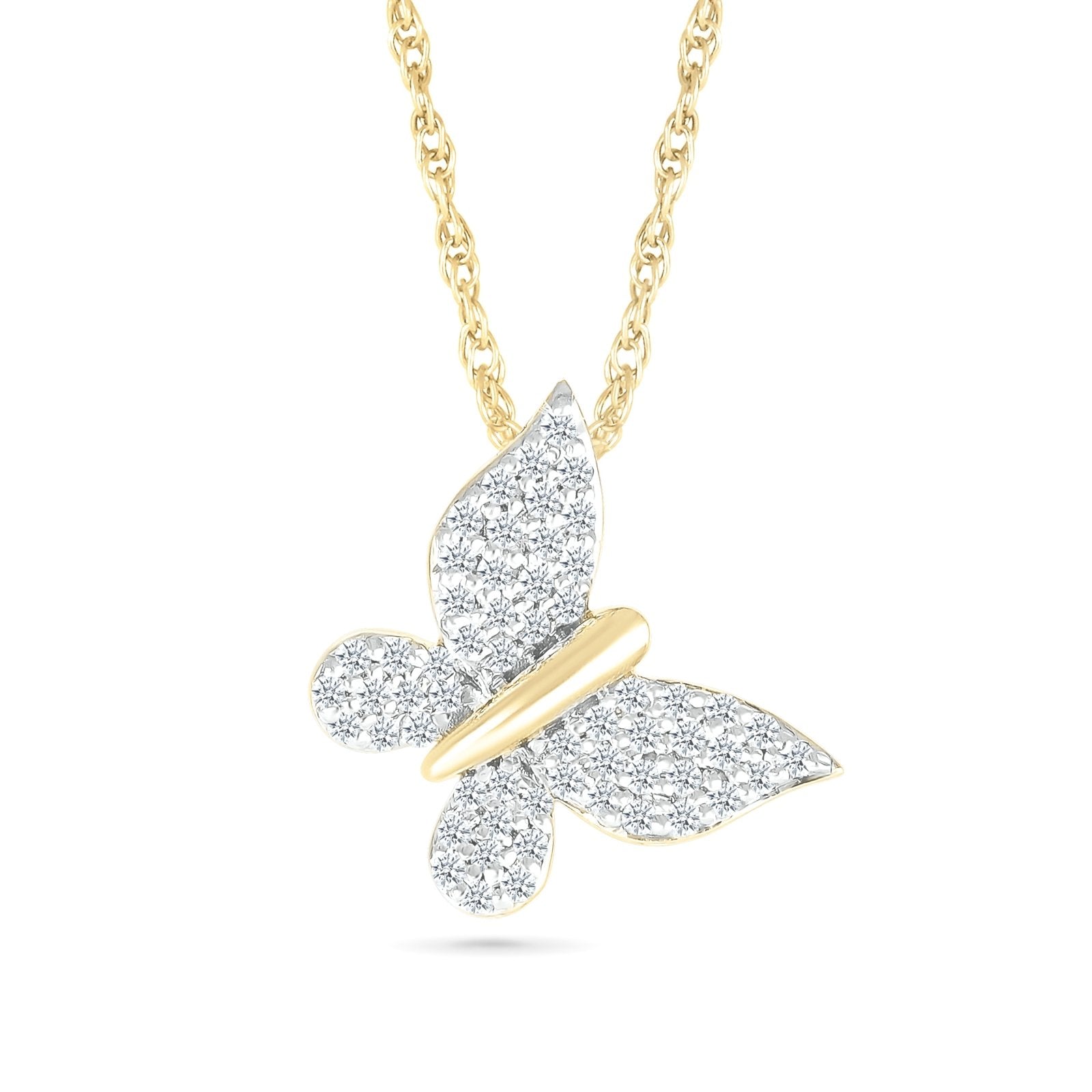 Diamond Pave Butterfly Necklace Necklaces Estella Collection #product_description# 32740 10k April Birthstone Colorless Gemstone #tag4# #tag5# #tag6# #tag7# #tag8# #tag9# #tag10#