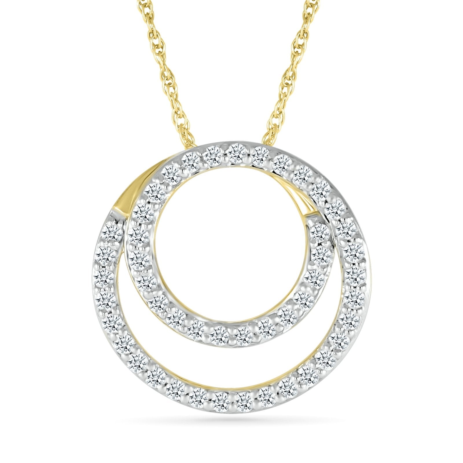Double Circle Diamond Necklace Necklaces Estella Collection 32742 Diamond Yellow Gold #tag4# #tag5# #tag6# #tag7# #tag8# #tag9# #tag10#