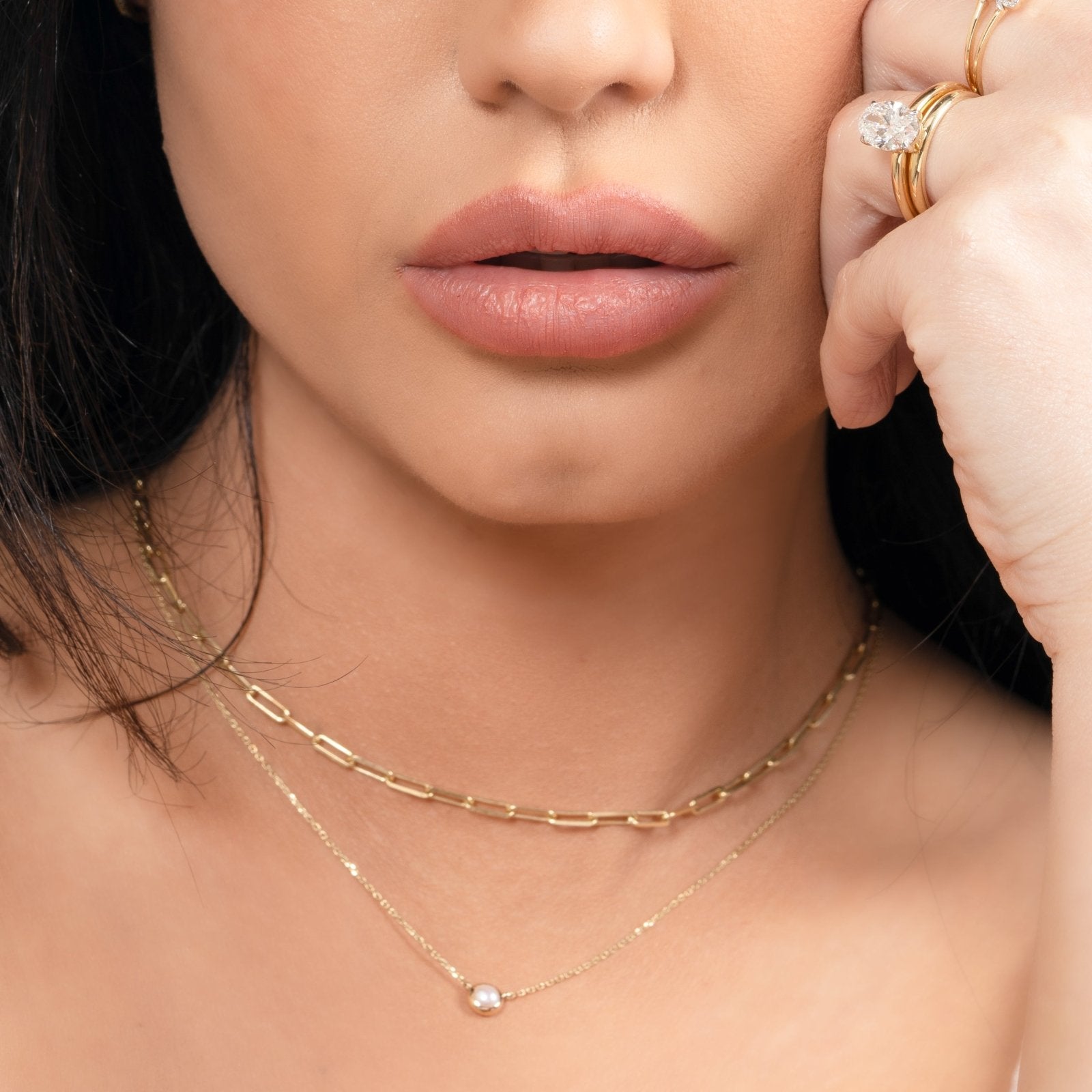 Freshwater Pearl Station Necklace Necklaces Estella Collection 18411 14k Birthstone Gemstone #tag4# #tag5# #tag6# #tag7# #tag8# #tag9# #tag10# 14K Yellow Gold 3MM