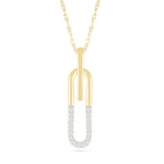 Half Gold Half Diamond Paperclip Pendant Necklace Necklaces Estella Collection #product_description# 32731 Diamond Made to Order Make Collection #tag4# #tag5# #tag6# #tag7# #tag8# #tag9# #tag10#