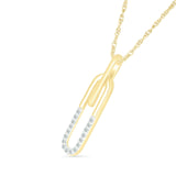 Half Gold Half Diamond Paperclip Pendant Necklace Necklaces Estella Collection 32731 Diamond Yellow Gold #tag4# #tag5# #tag6# #tag7# #tag8# #tag9# #tag10#
