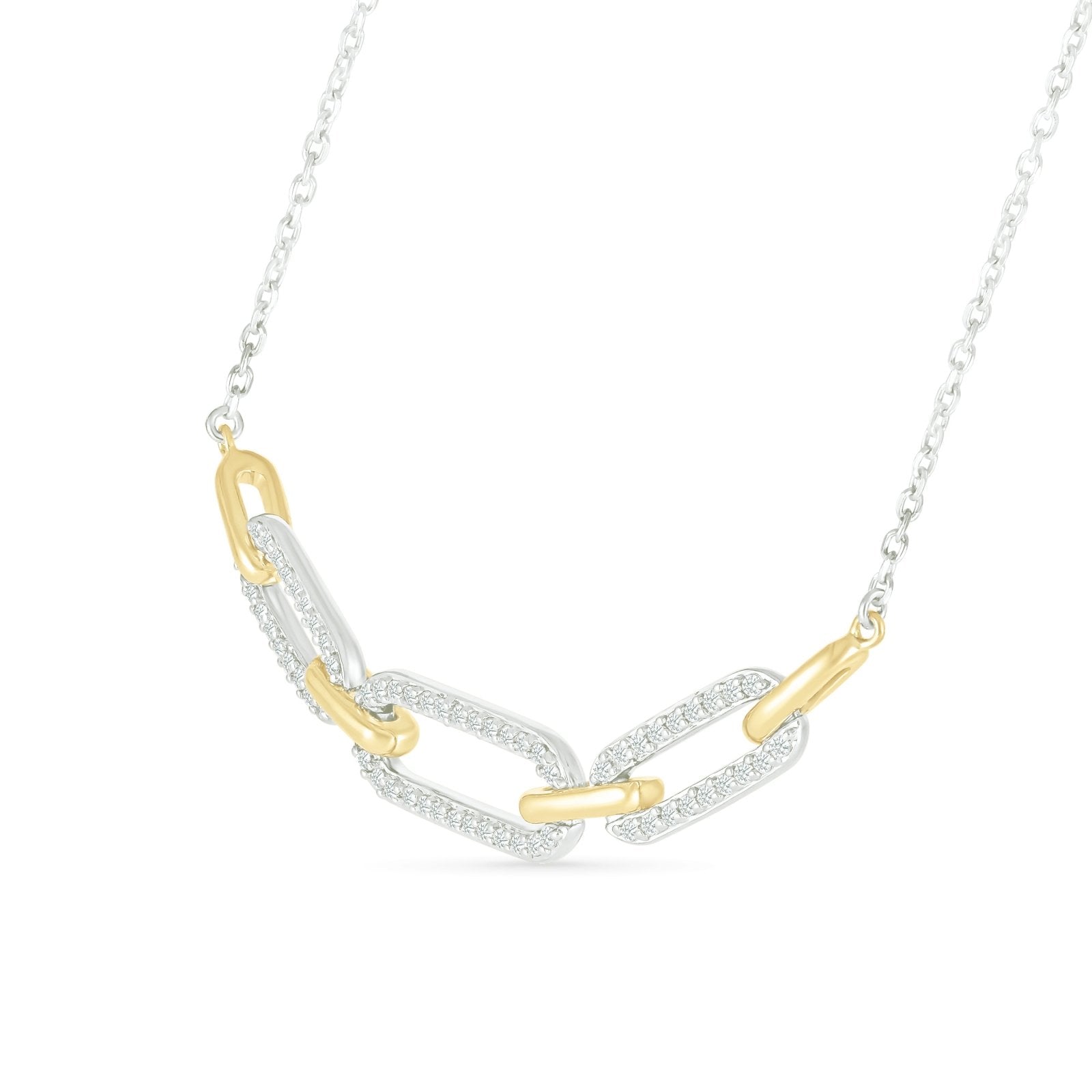 Interlocking Diamond and Gold Oval Pendant with Seven Links Necklace Necklaces Estella Collection #product_description# 32689 925 Diamond Layering Necklace #tag4# #tag5# #tag6# #tag7# #tag8# #tag9# #tag10#