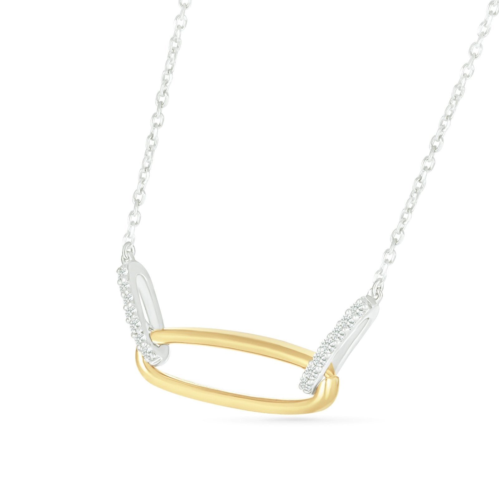 Interlocking Diamond and Gold Oval Pendant with Three Links Necklace Necklaces Estella Collection 32688 925 Diamond Sterling Silver #tag4# #tag5# #tag6# #tag7# #tag8# #tag9# #tag10#