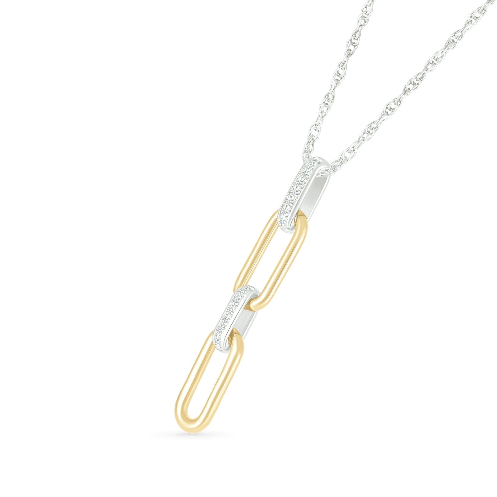 Interlocking Gold and Diamond Paperclip Necklace Necklaces Estella Collection 32719 925 Diamond Sterling Silver #tag4# #tag5# #tag6# #tag7# #tag8# #tag9# #tag10#