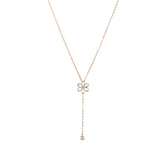 Mother of Pearl Flower and Diamond Drop Lariat Necklace Necklaces Estella Collection 17230 14k Birthstone Diamond #tag4# #tag5# #tag6# #tag7# #tag8# #tag9# #tag10# 14K Rose Gold