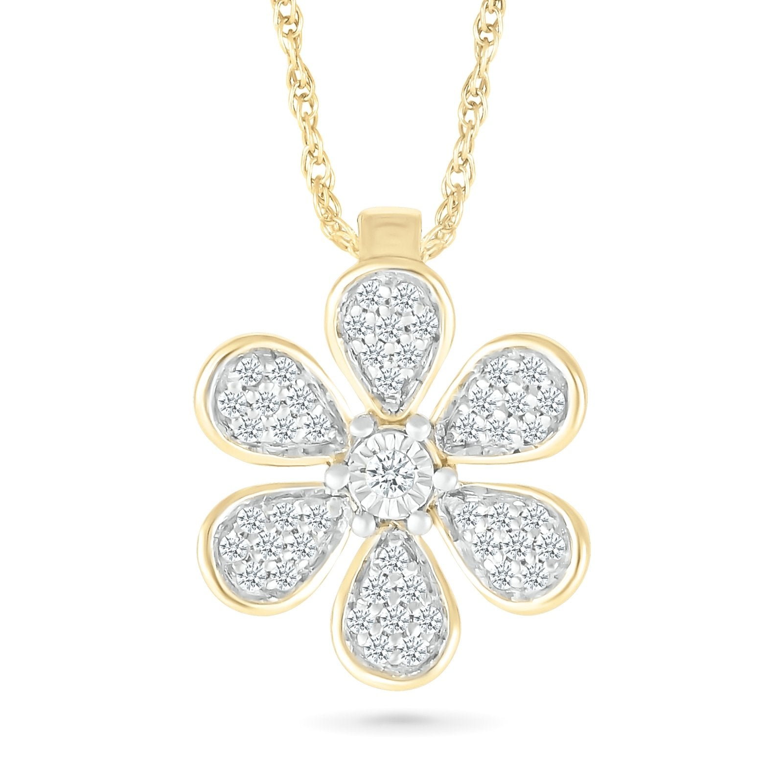 Pave Six Petal Diamond Flower Pendant with Thin Gold Bezel Necklaces Estella Collection #product_description# 32735 10k April Birthstone Colorless Gemstone #tag4# #tag5# #tag6# #tag7# #tag8# #tag9# #tag10#