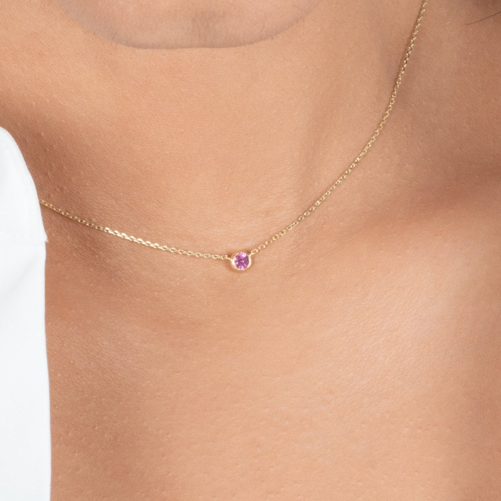 Pink Tourmaline Station Necklace Bezel Set in 14k Gold Necklaces Estella Collection #product_description# 18419 14k Birthstone Gemstone #tag4# #tag5# #tag6# #tag7# #tag8# #tag9# #tag10# 3MM
